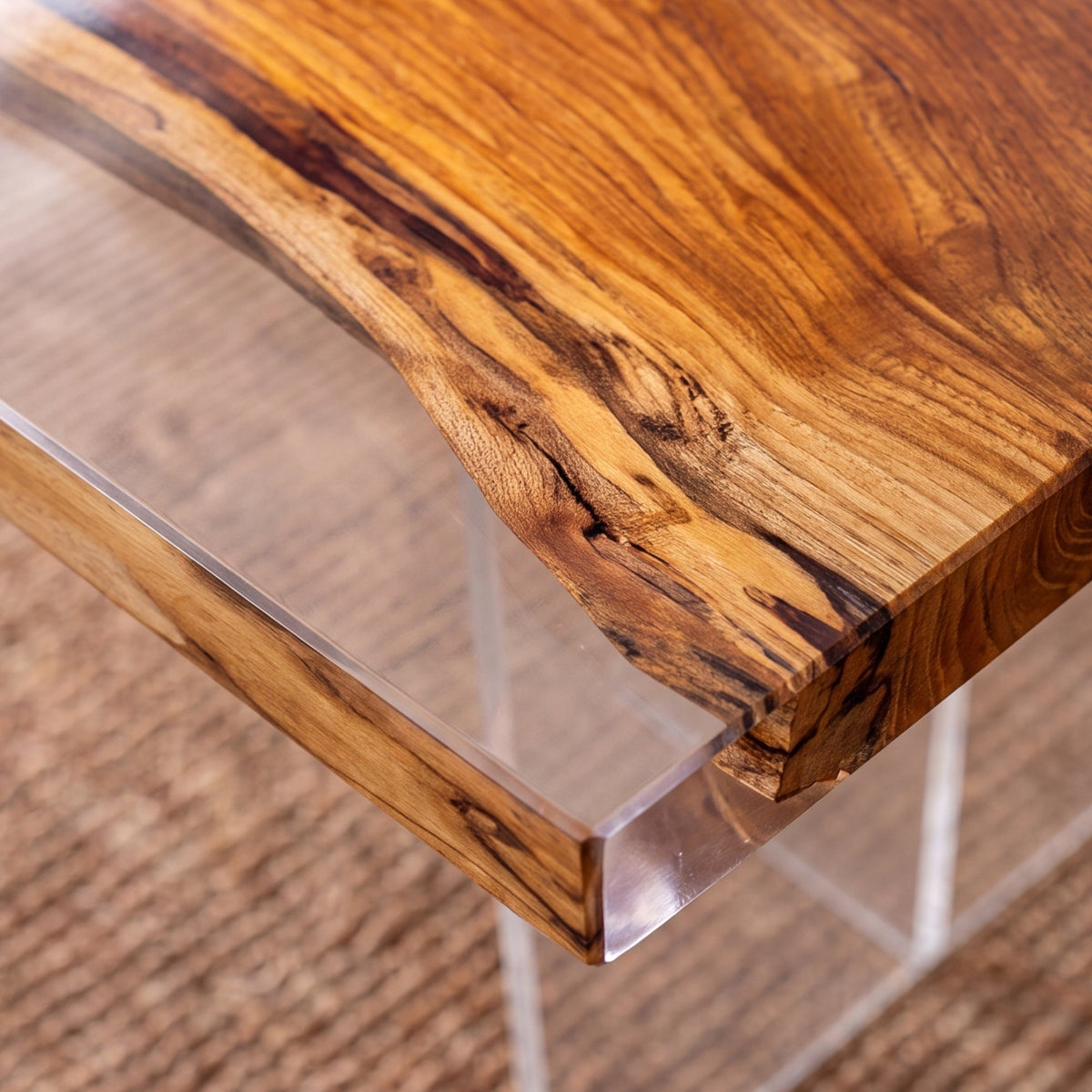 Olive Clear Epoxy Rectangular Dining Table（Tabletop only, legs not included）