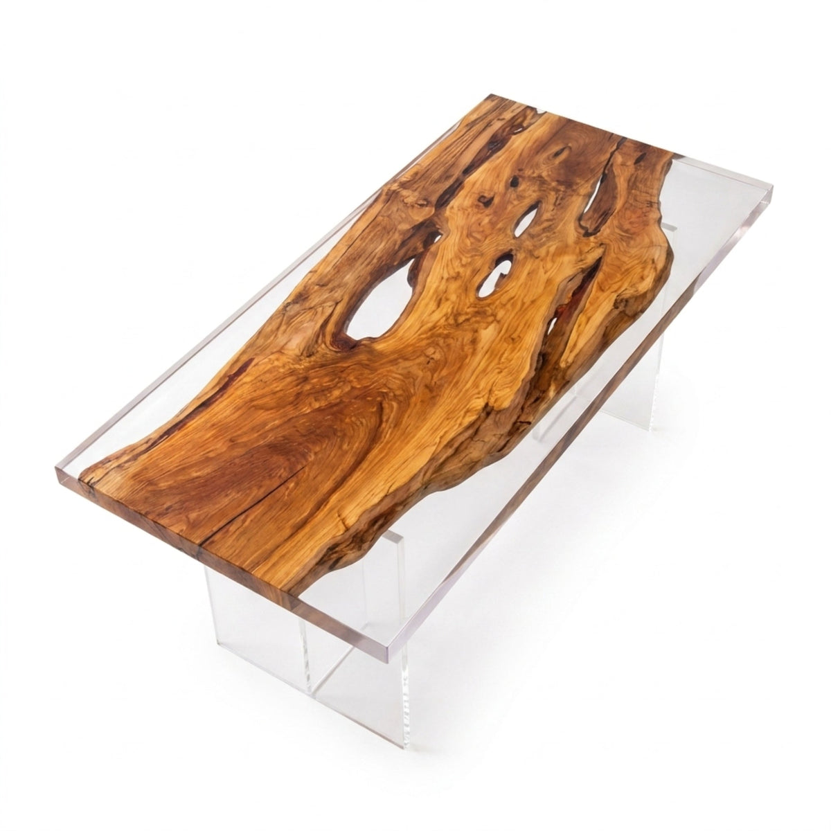 Olive Clear Epoxy Rectangular Dining Table（Tabletop only, legs not included）