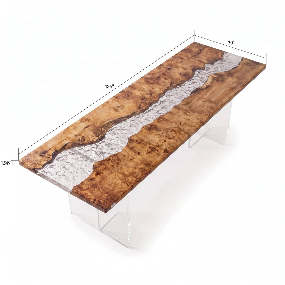 Poplar Ice Crystal Epoxy Rectangular Dining Table（Tabletop only, legs not included）