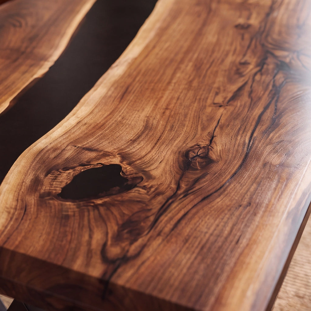 Black Walnut Black Epoxy Rectangular Dining Table