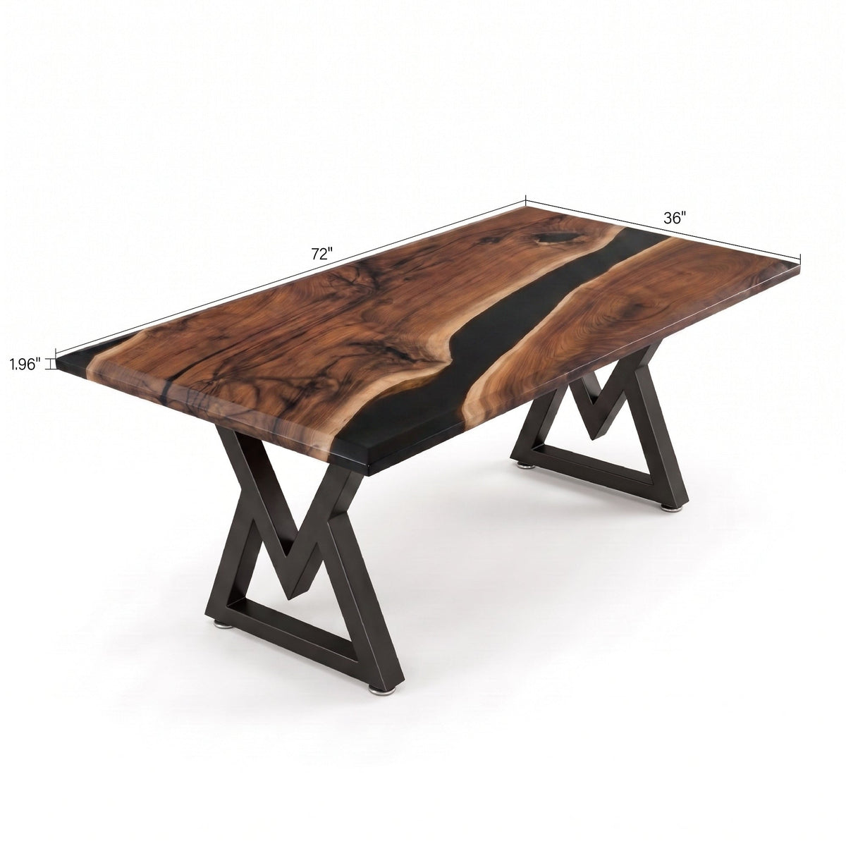Black Walnut Black Epoxy Rectangular Dining Table
