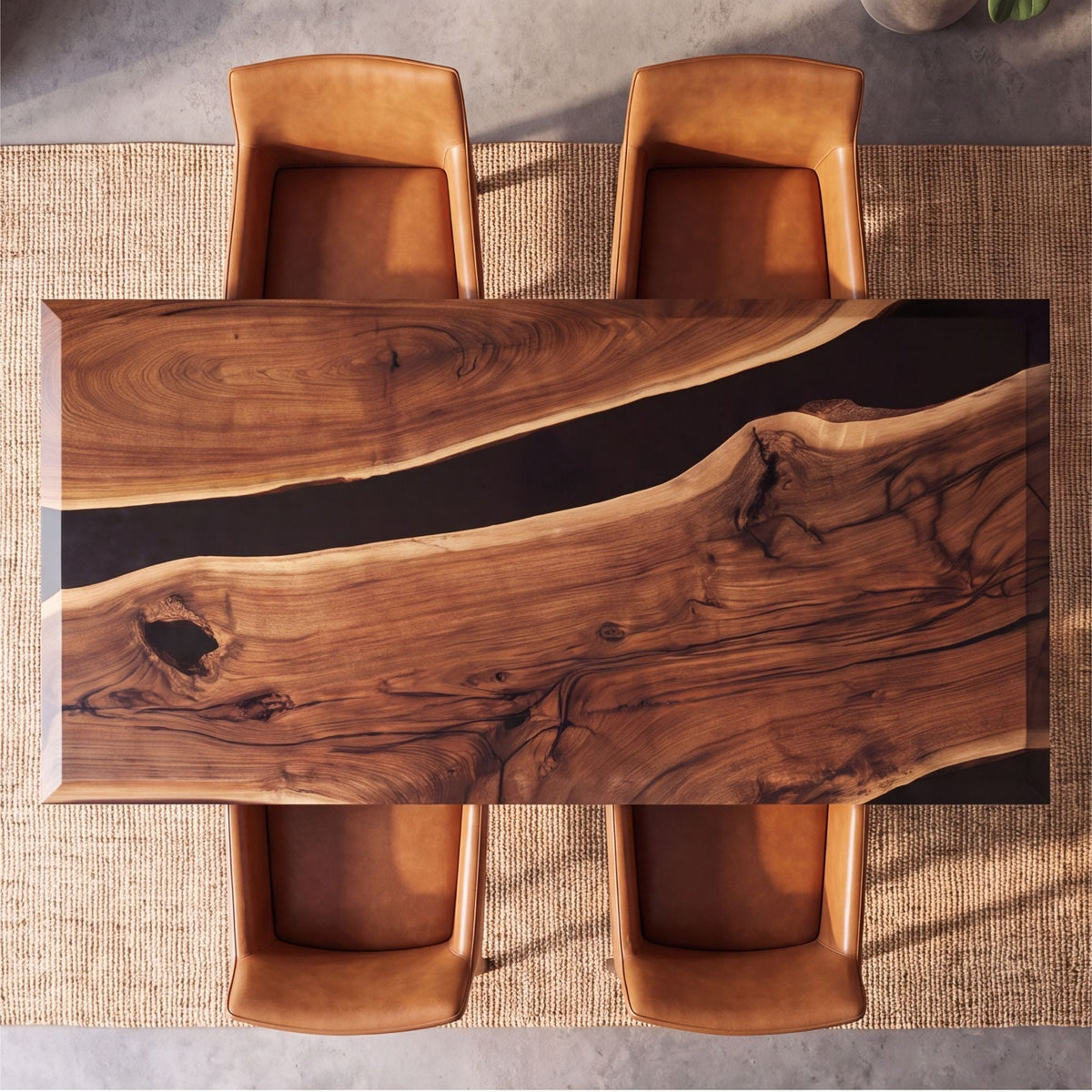 Black Walnut Black Epoxy Rectangular Dining Table