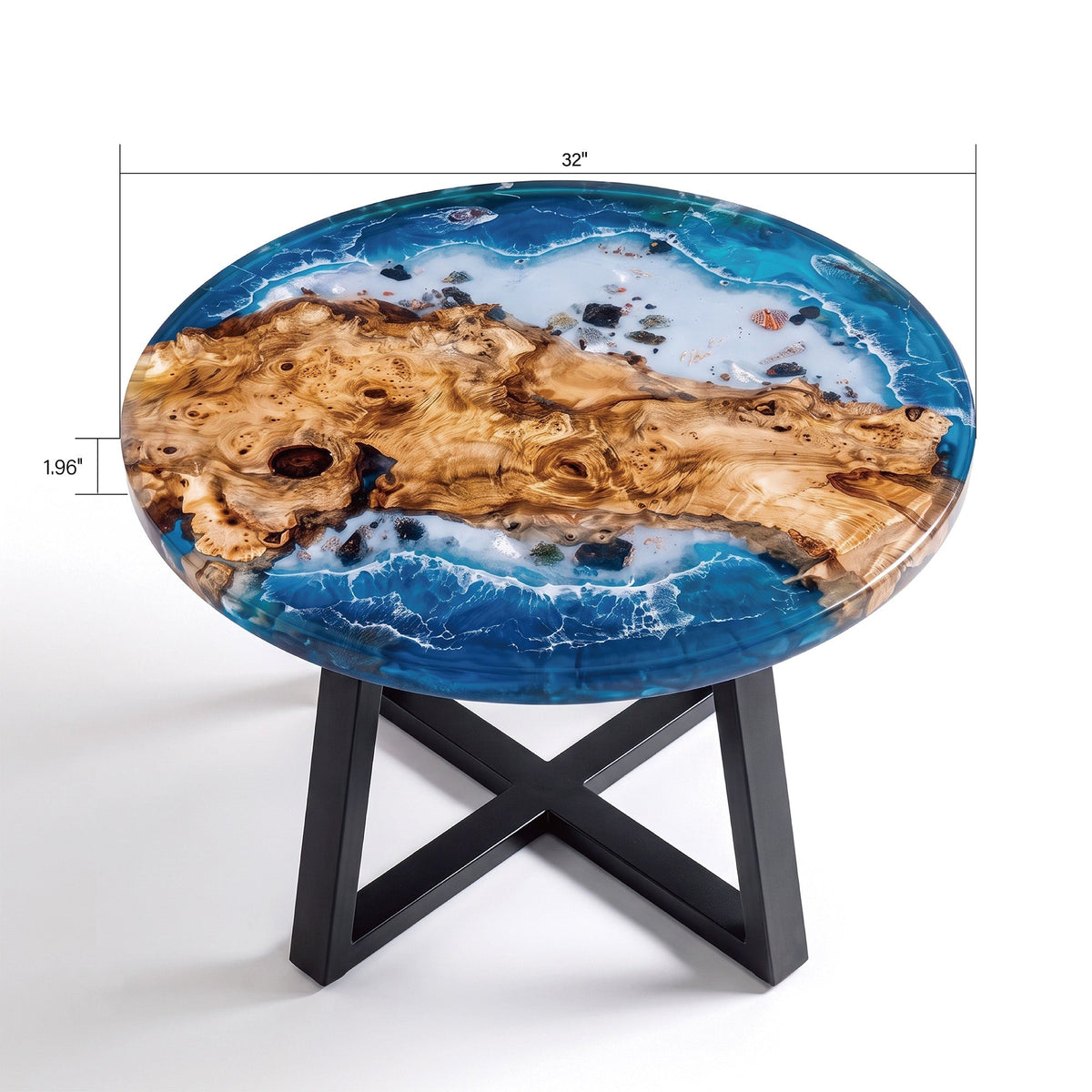 Poplar Blue Epoxy Round Coffee Table-PLSY05（Tabletop only, legs not included）