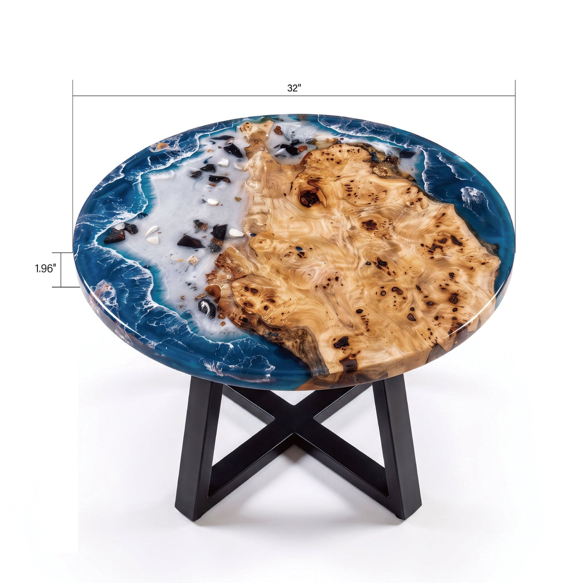 Poplar Blue Epoxy Round Coffee Table-PLSY03（Tabletop only, legs not included）