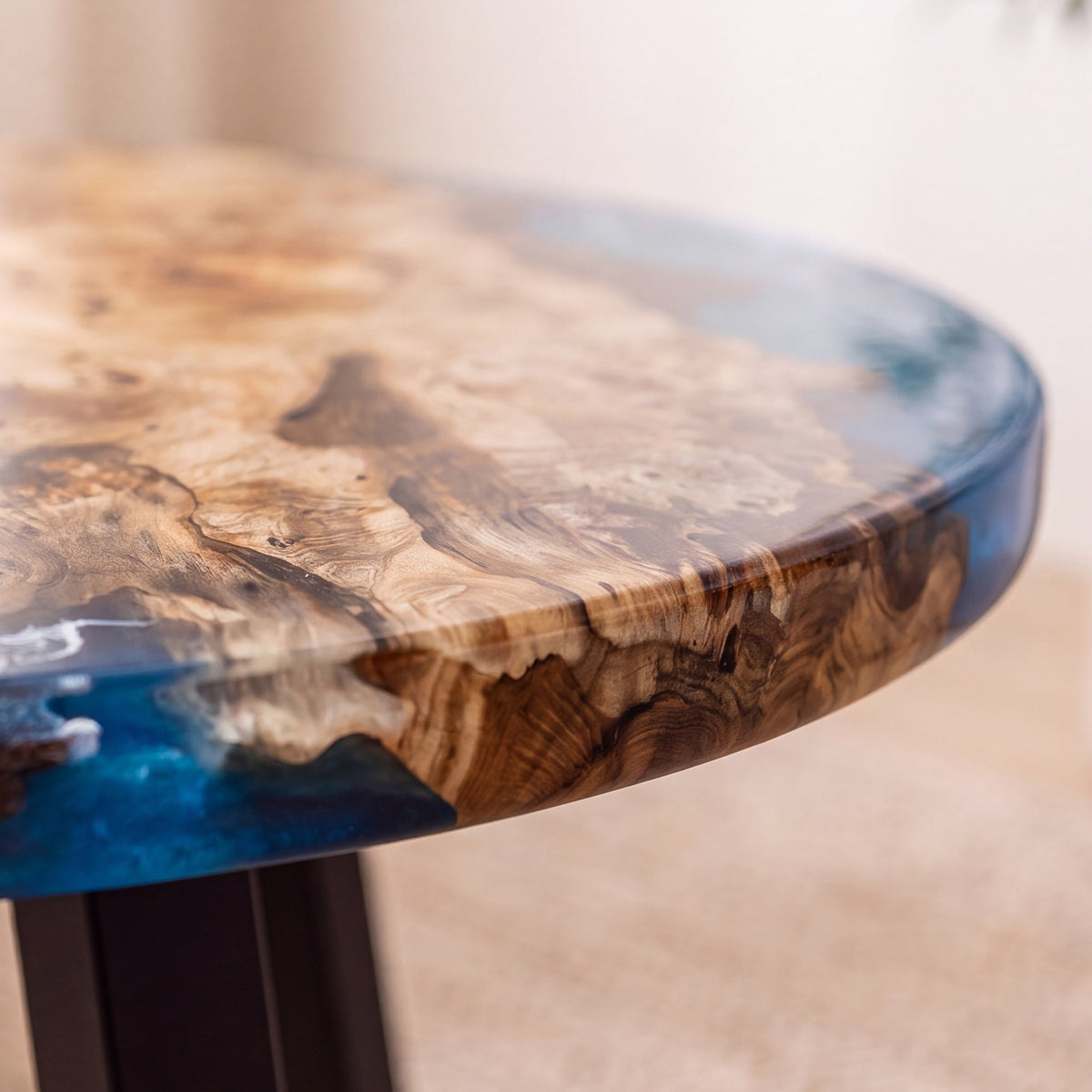 Poplar Blue Epoxy Round Coffee Table-PLSY04（Tabletop only, legs not included）