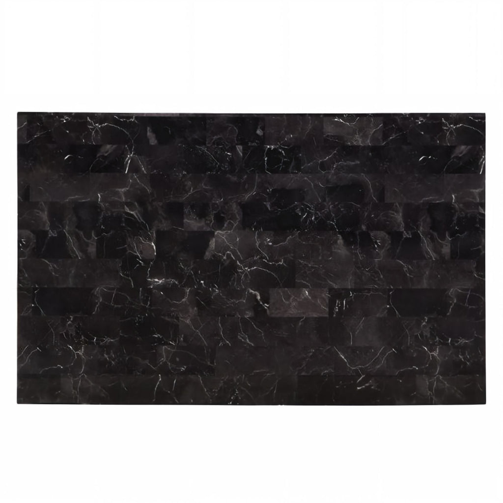 DT013-Rectangular Black Marble‑Effect Dining Table with Black Metal Legs