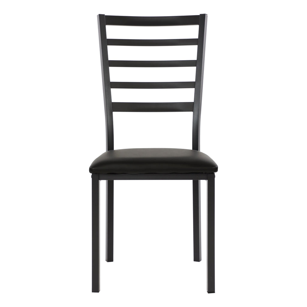 CH013-4PCS/CTN-Modern Black Dining Chair with Slatted Backrest, Upholstered Kitchen Chair