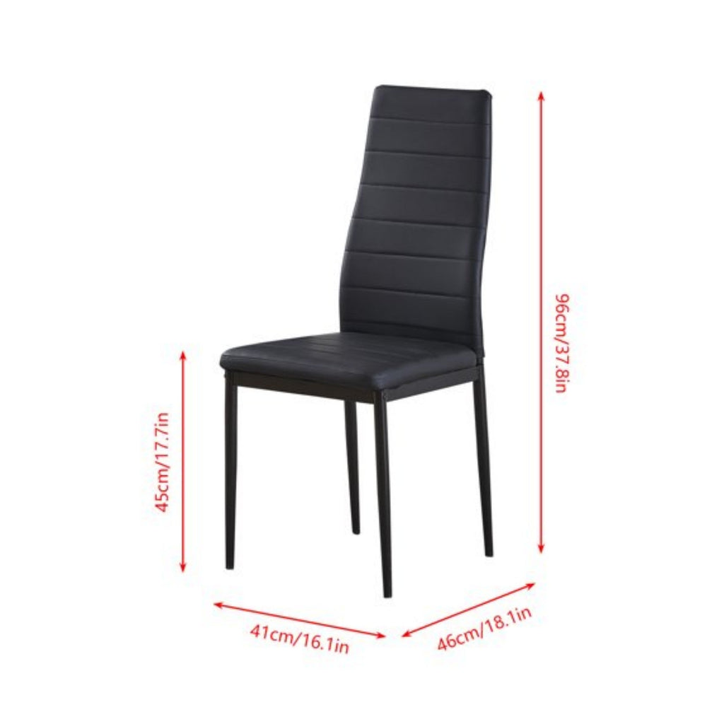 CH014-2PCS/CTN-Upholstered Striped High Back Kitchen Chair, Black Metal Leg Dining Chair