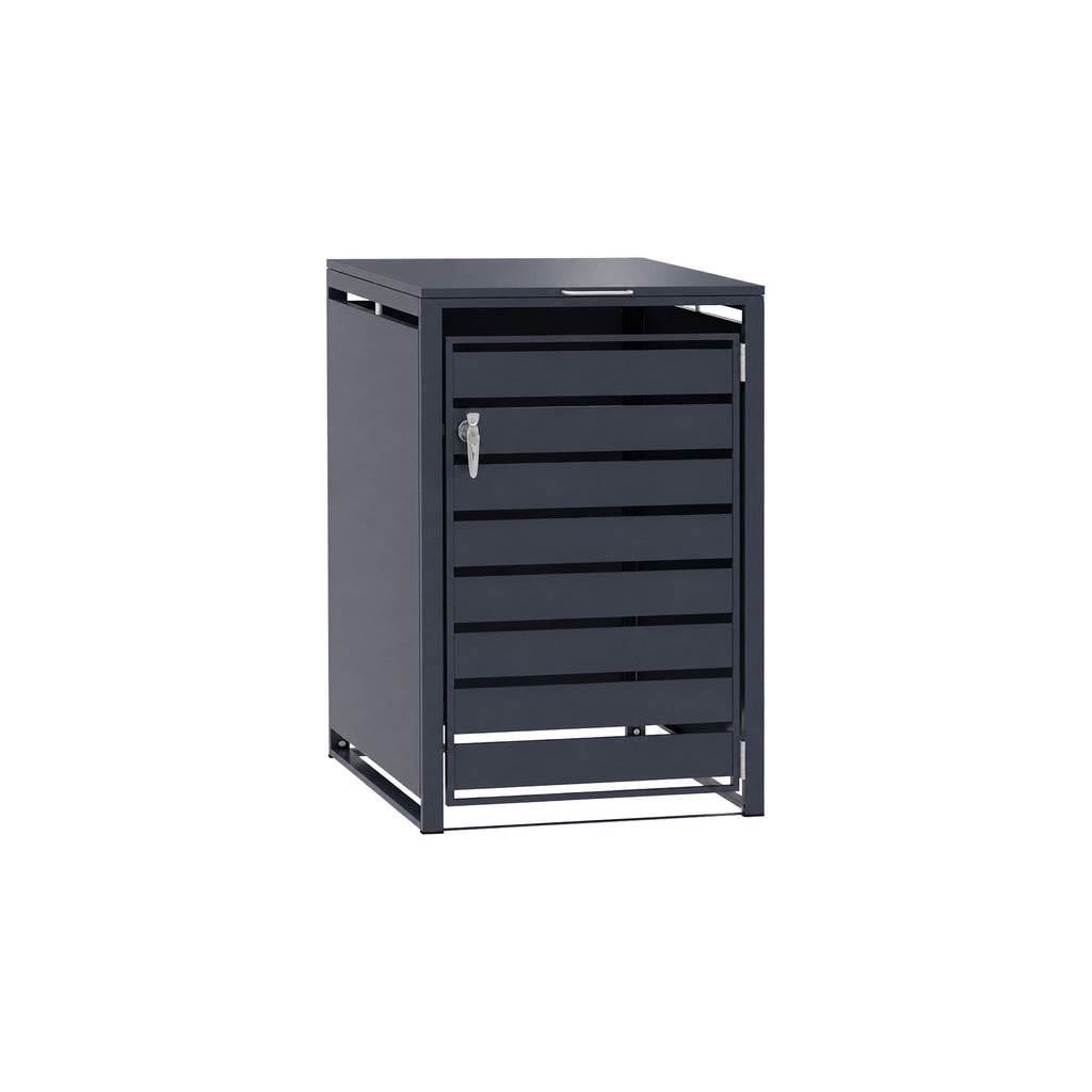 96 GALLON GREY SINGLE-DOOR STEEL TRASH CAN ENCLOSURE