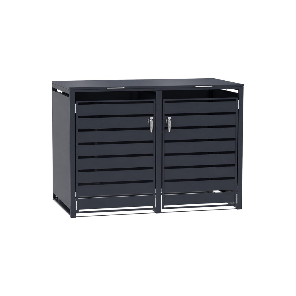 96 GALLON GREY DOUBLE-DOOR STEEL TRASH CAN ENCLOSURE