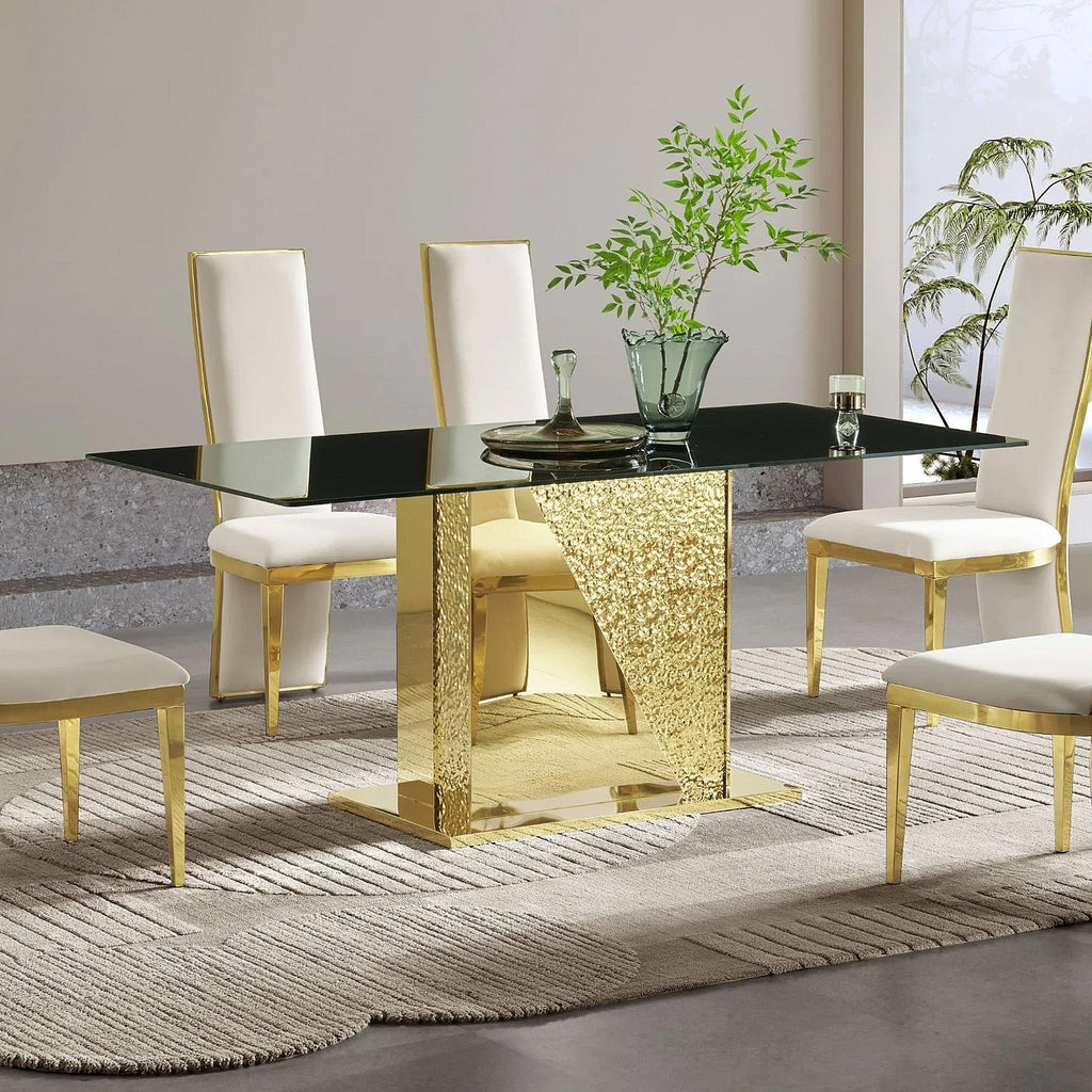 Stainless Steel & Tempered Glass Dining Table