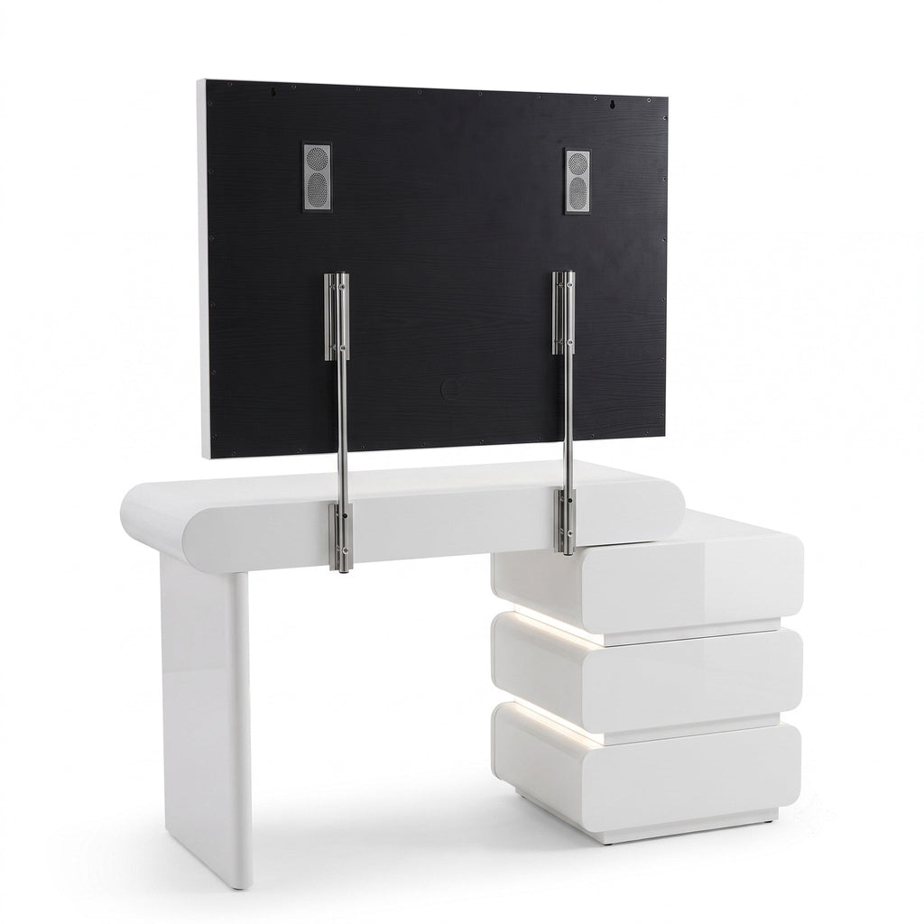 VANATII Jenny Vanity Desk Set With Movable Drawers & 18 LED Bulbs Mirror