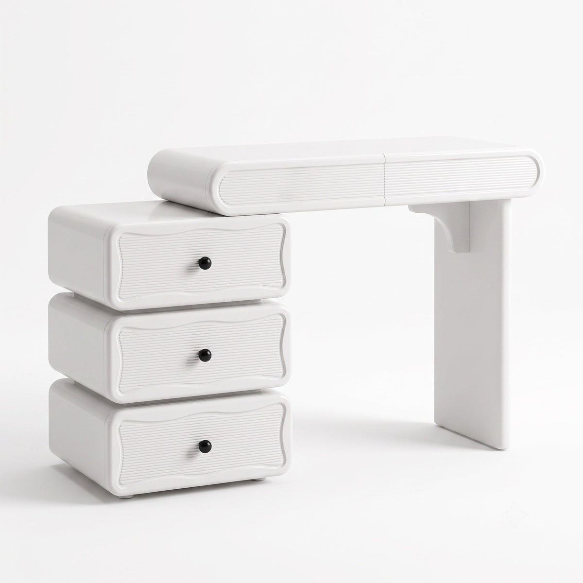 VANATII Jenny Vanity Desk Set With Movable Drawers & 18 LED Bulbs Mirror