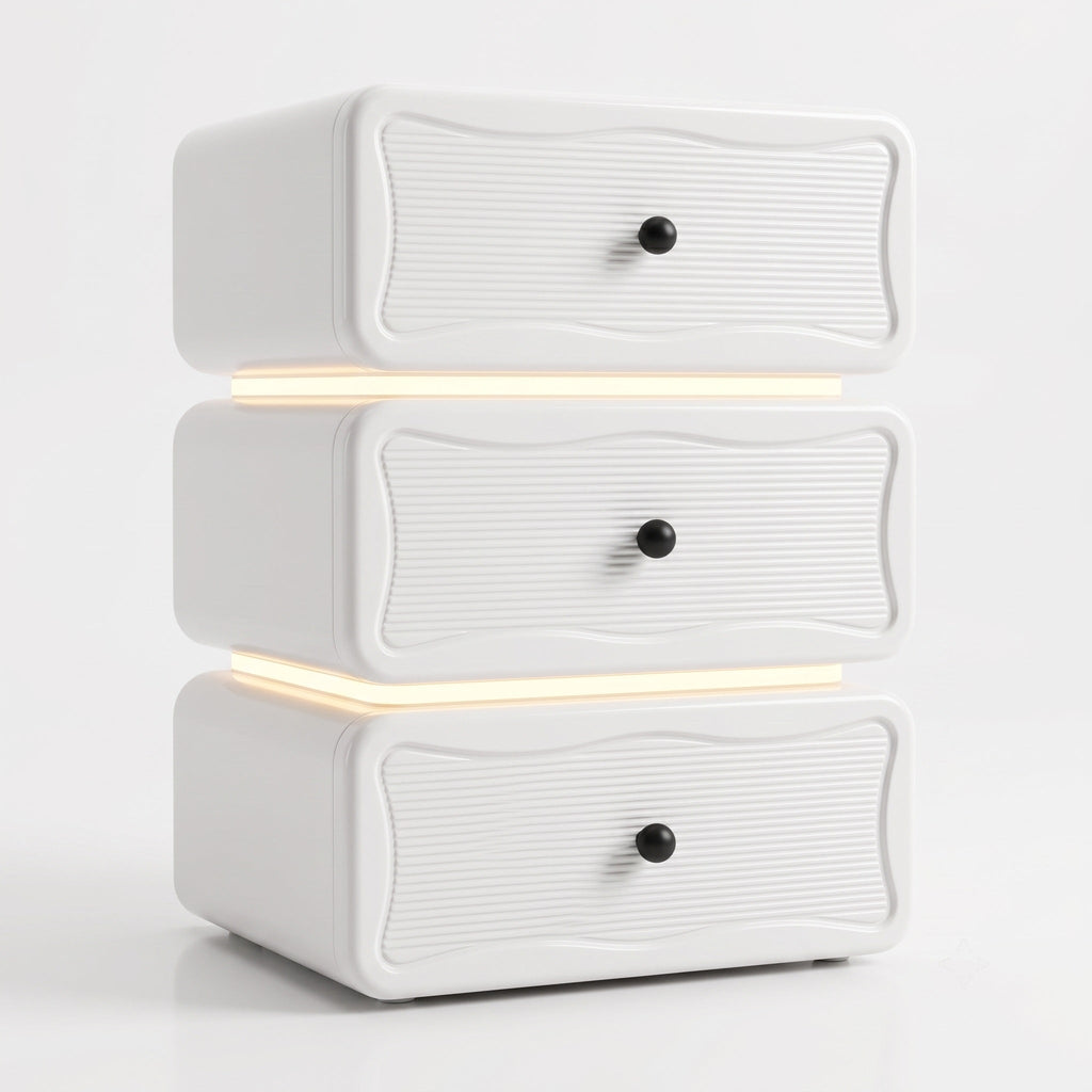 VANATII Jenny Vanity Desk Set With Movable Drawers & 18 LED Bulbs Mirror