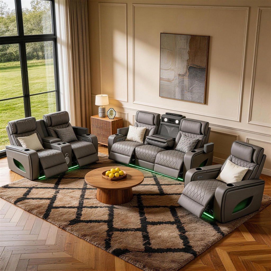 Jessie Luxury Gray Power Recliner Sofa Set