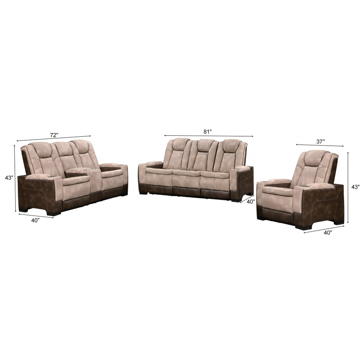 Charlie Brown Power Recliner Sofa & Loveseat & Chair