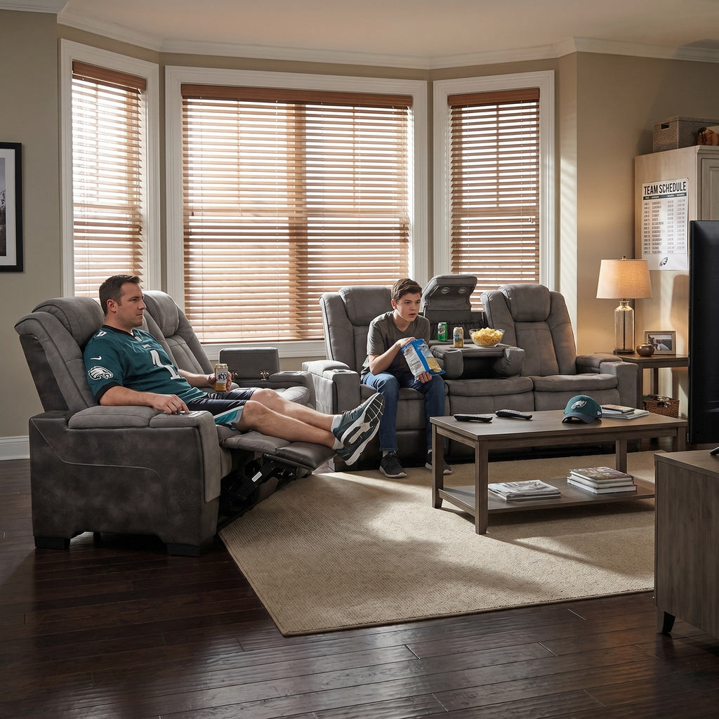 Charlie Gray Power Recliner Sofa Set