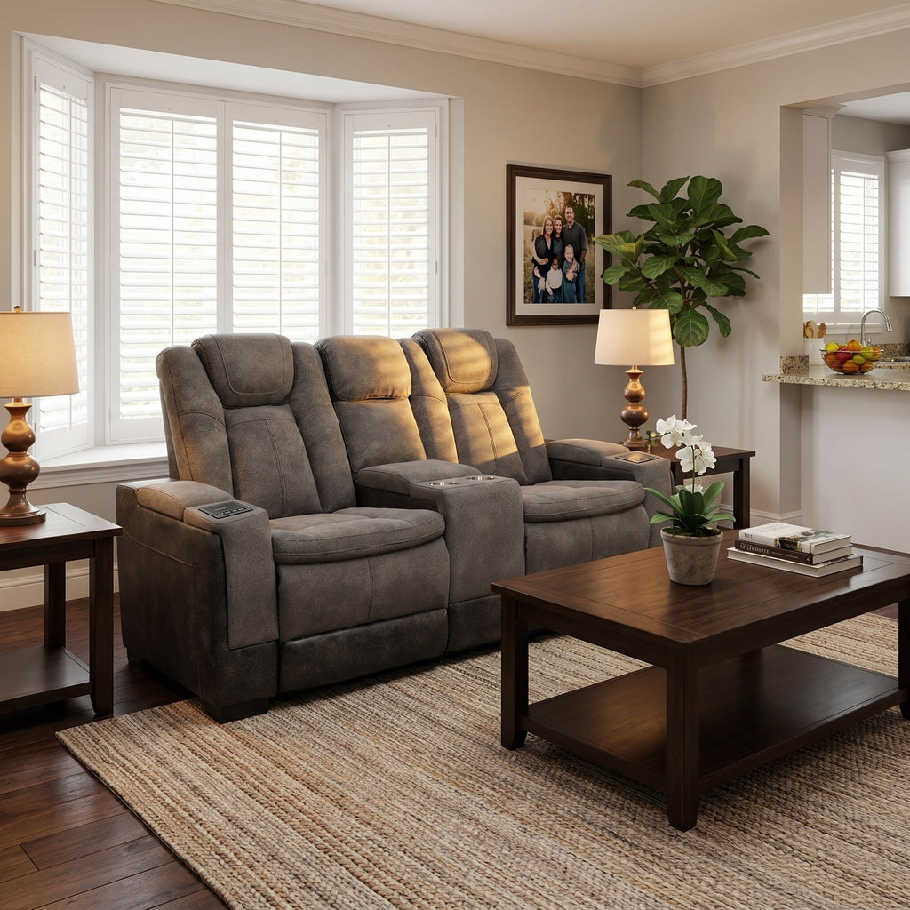Charlie Modern Gray Power Recliner Loveseat – Dual Power Motion Seating