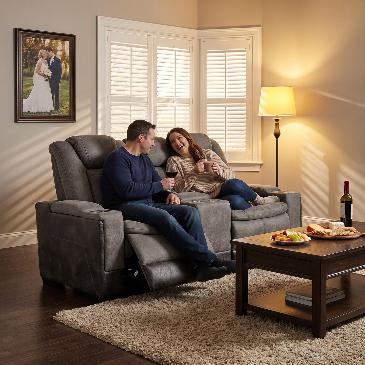 Charlie Modern Gray Power Recliner Loveseat – Dual Power Motion Seating