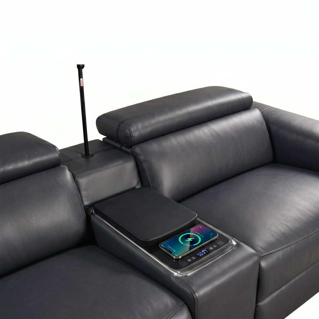 Power Recliner Air Leather Sectional MC3028A Black