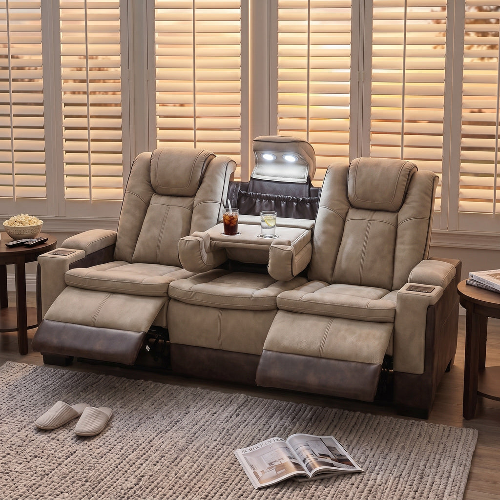 Charlie Modern Brown Power Recliner Sofa for Living Room or Home Theater
