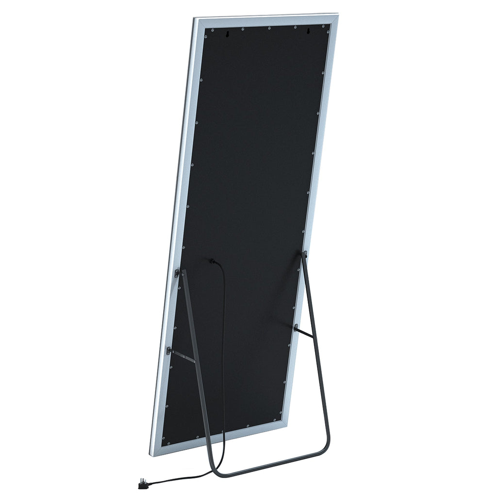 Back view of Vanitii Luxury Full Length Vanity Mirror Pro with metal stand and power cord