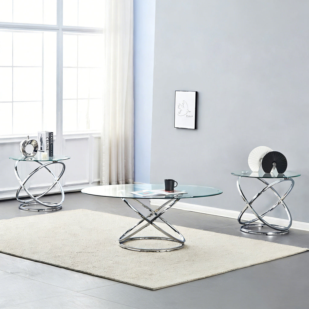 Glass Coffee Table and End Table Set of 3