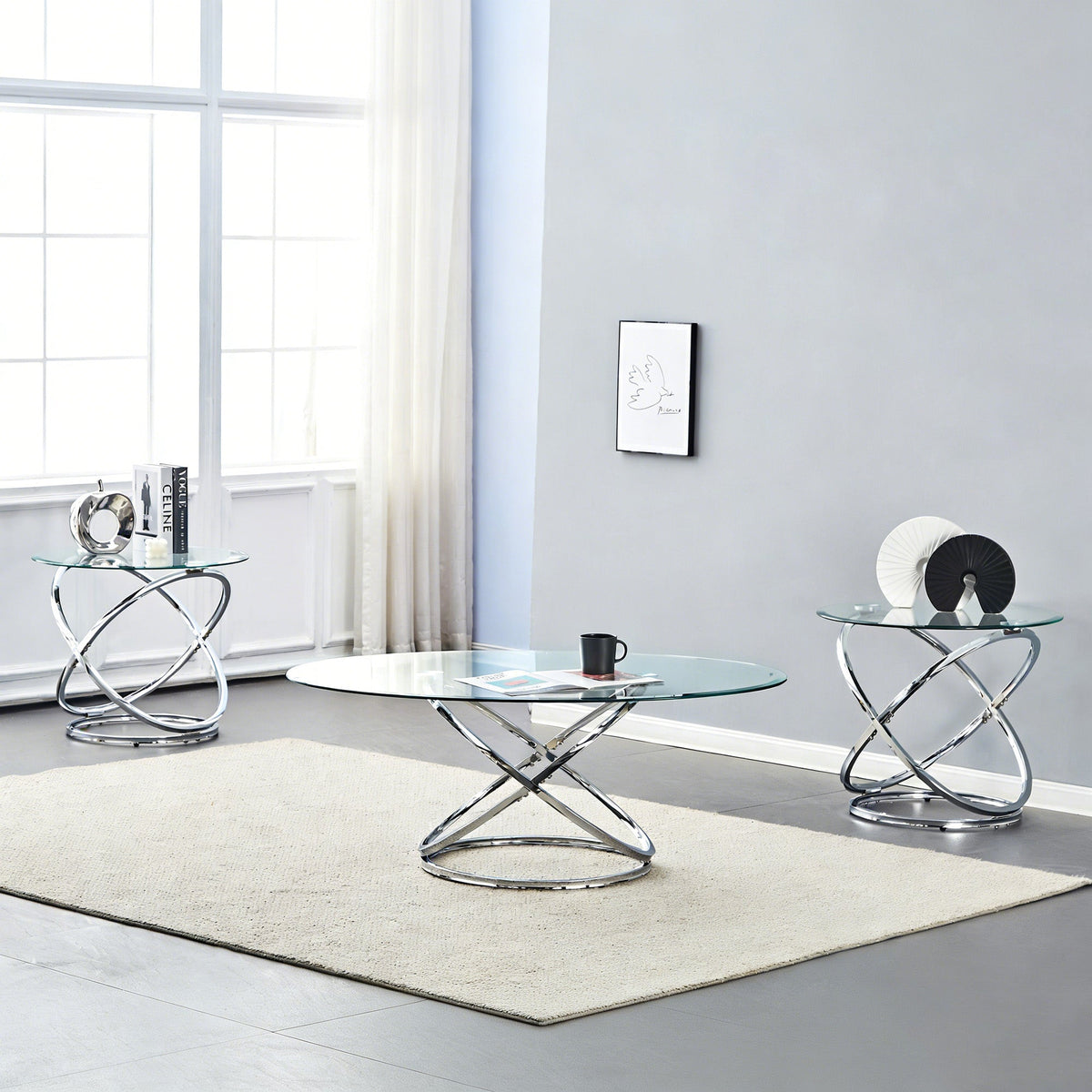 Glass Coffee Table and End Table Set of 3