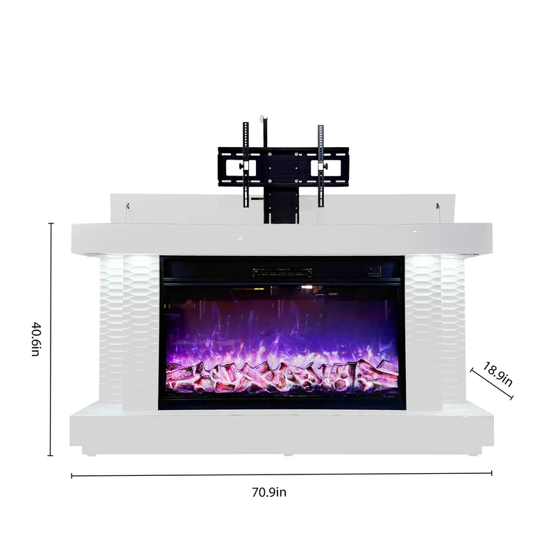 TV Stand Fireplace with Heating Function and Bluetooth speaker