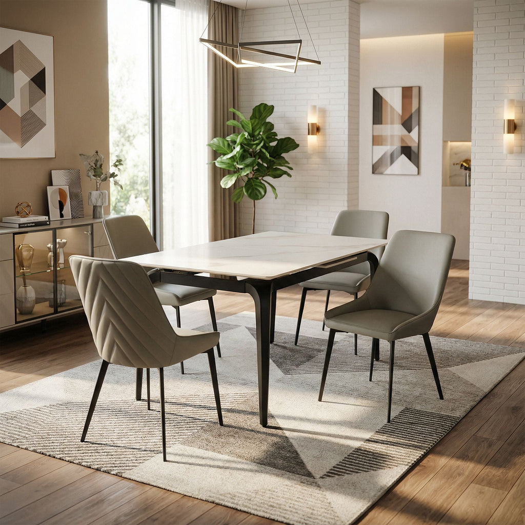 PU Upholstered Dining Room Chair with Sturdy Black Metal Legs，2PCS/CTN