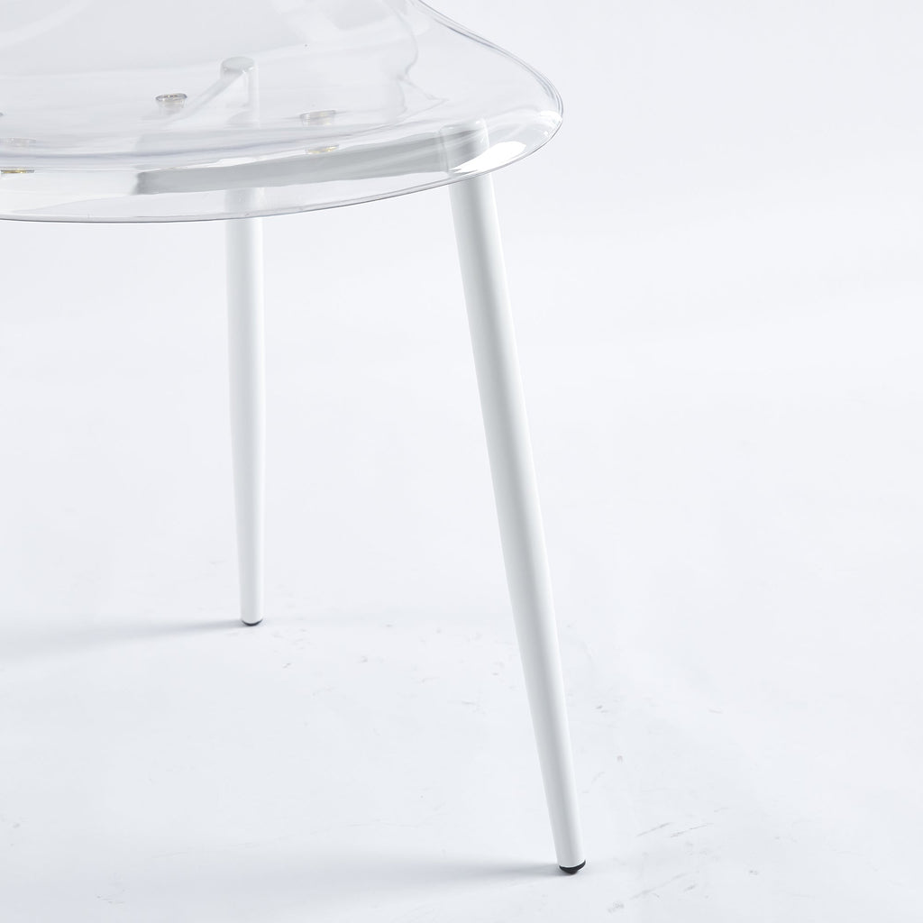 Clear Acrylic Accent Side Chairs w/ Metal Legs for Dining/Kitchen/Living Room 2pCS/CTN