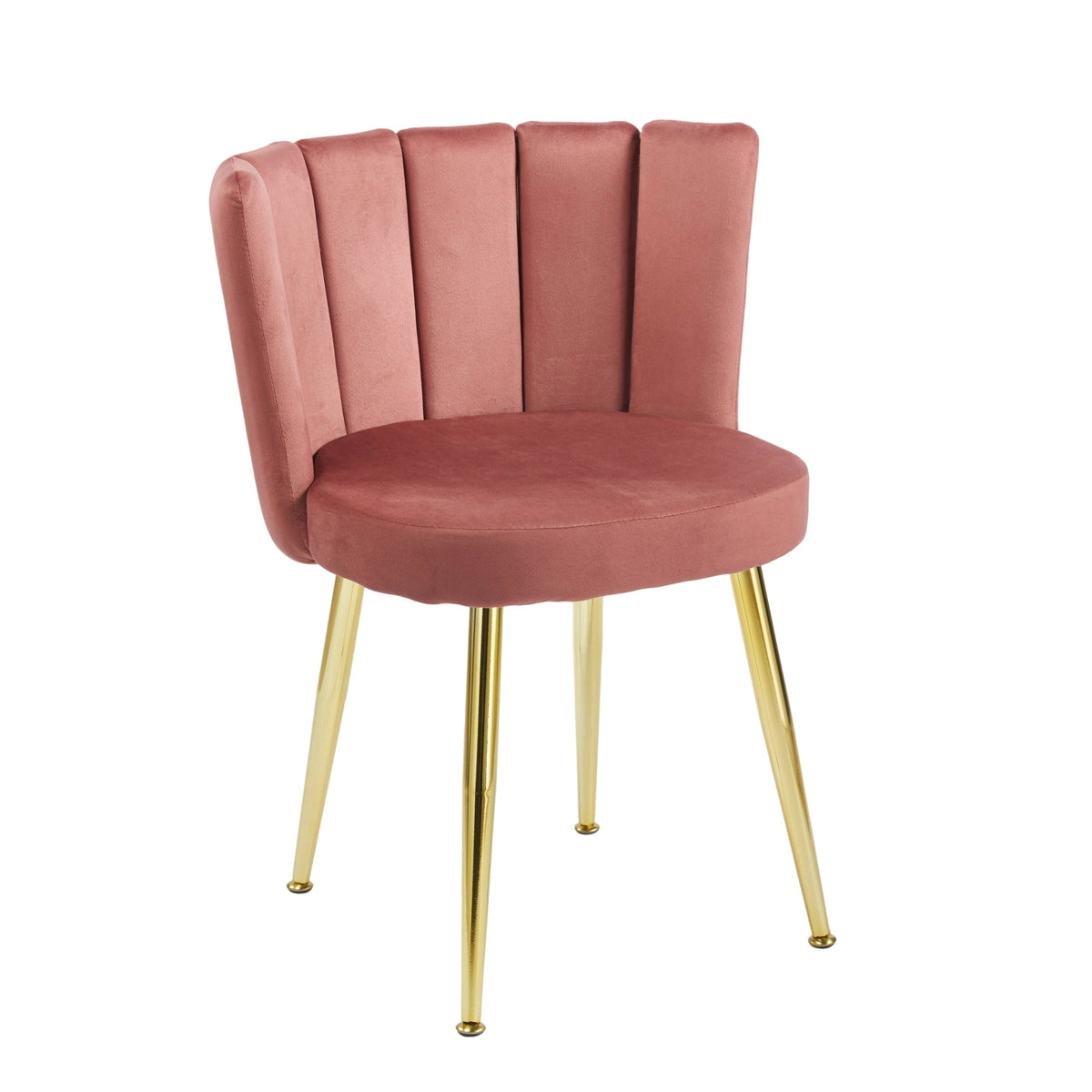 Modern Pink Dining Chair - Golden Iron Legs, Velvet Backrest 2pCS/CTN
