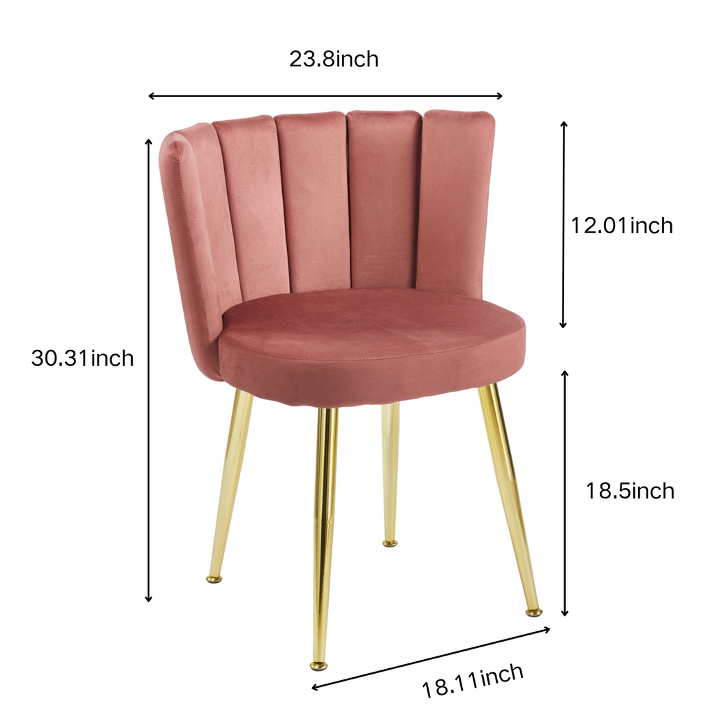 Modern Pink Dining Chair - Golden Iron Legs, Velvet Backrest 2pCS/CTN