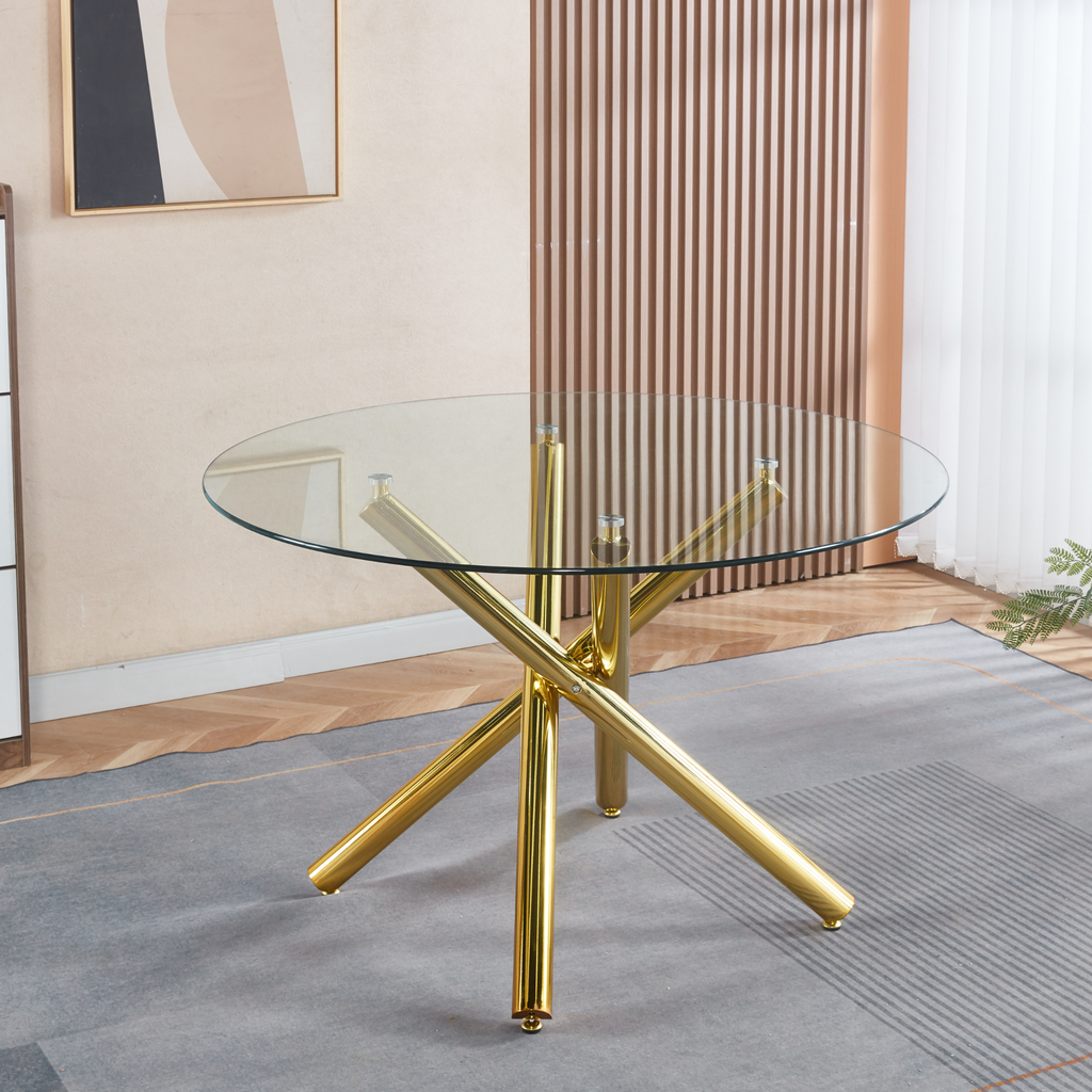 Round Glass Tabletop Dining Table & Chairs