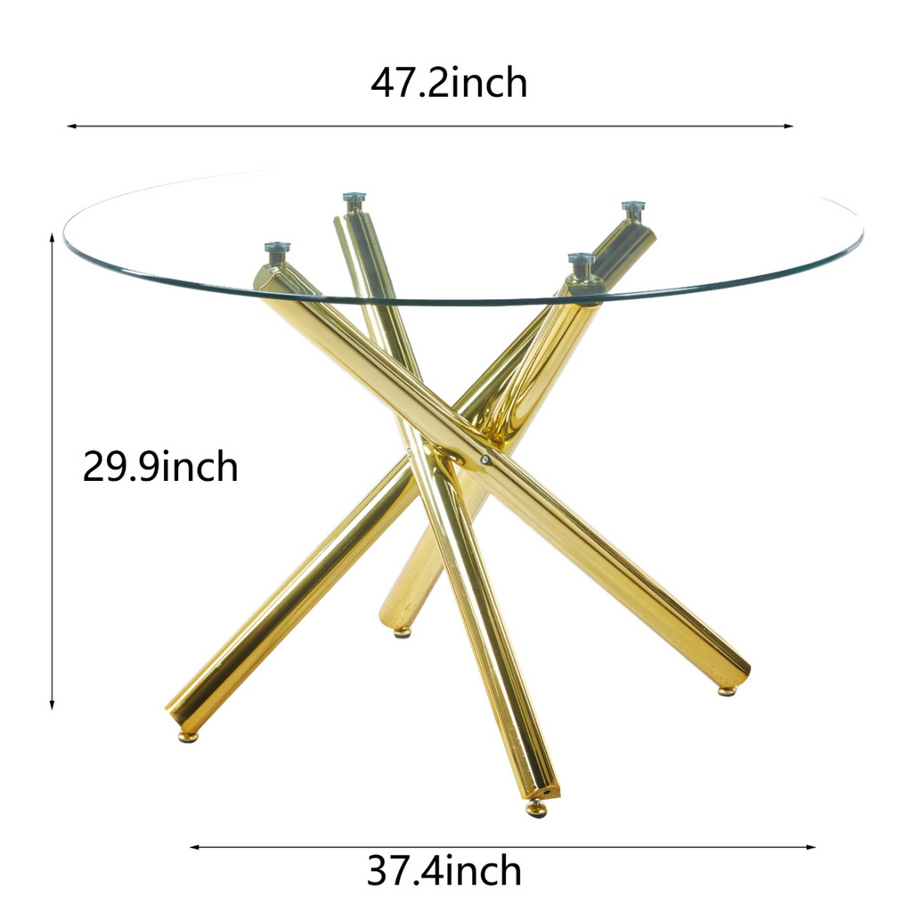 Round Glass Tabletop Dining Table & Chairs