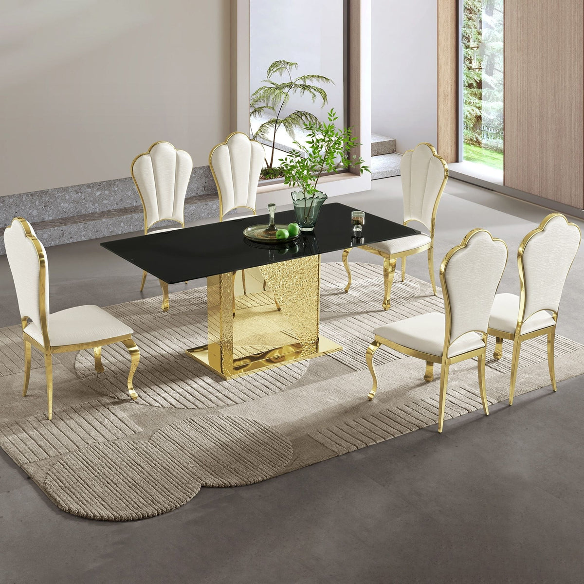 Stainless Steel & Tempered Glass Dining Table