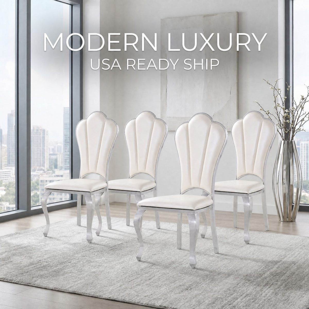 201 Stainless Steel PU Dining Chair ,Luxury Upholstered  Chair  4pcs/CTN