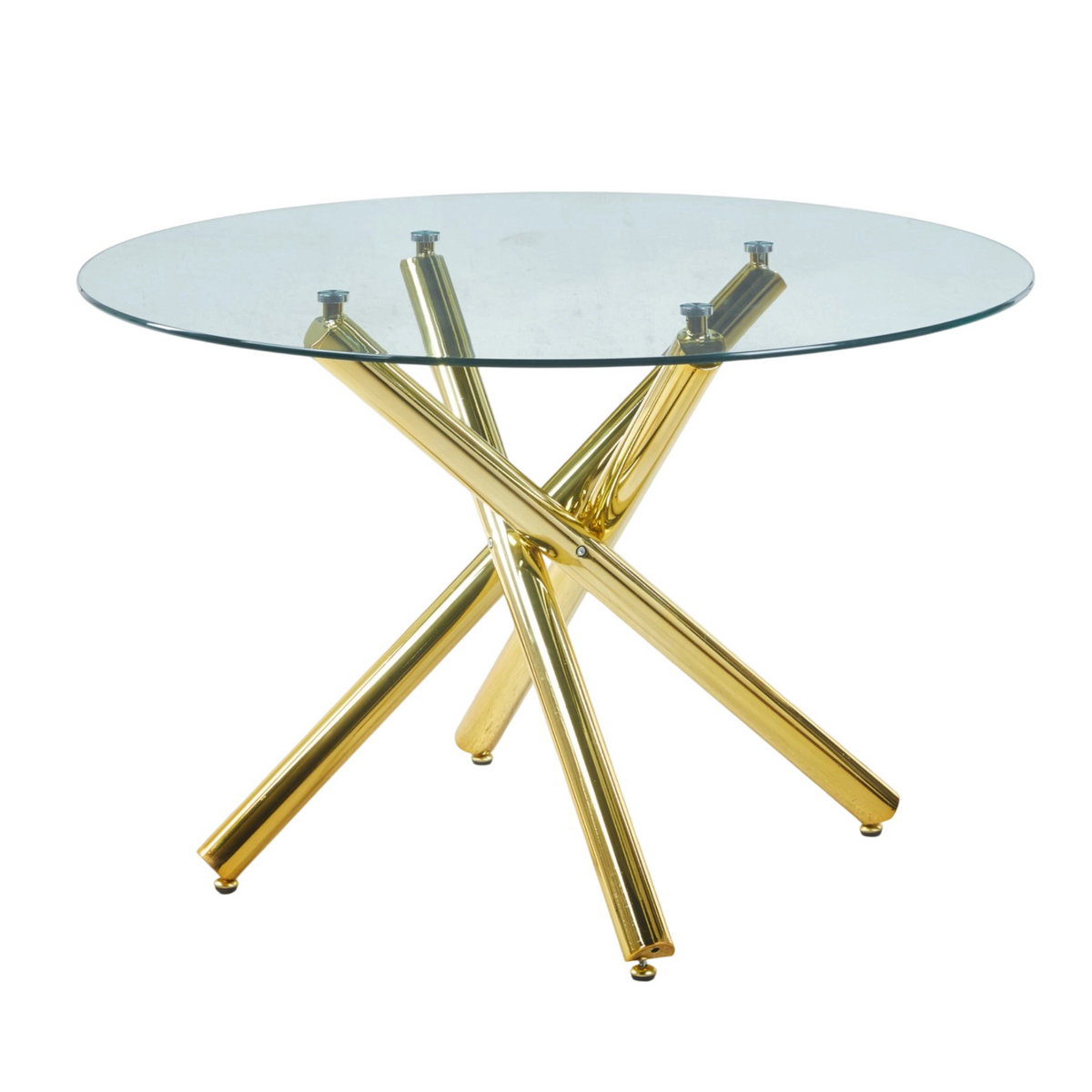 Round Glass Tabletop Dining Table & Chairs