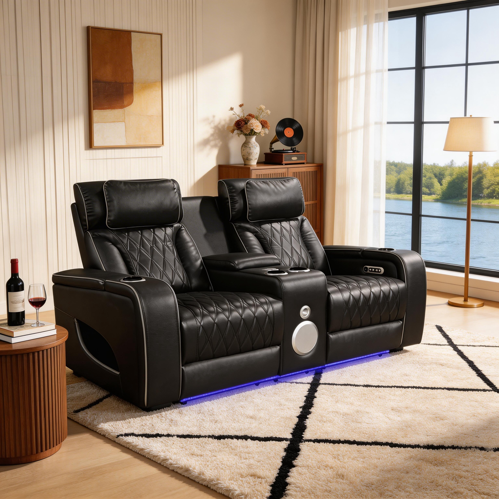 Jessie Power Recliner Black 2-seater Loveseat