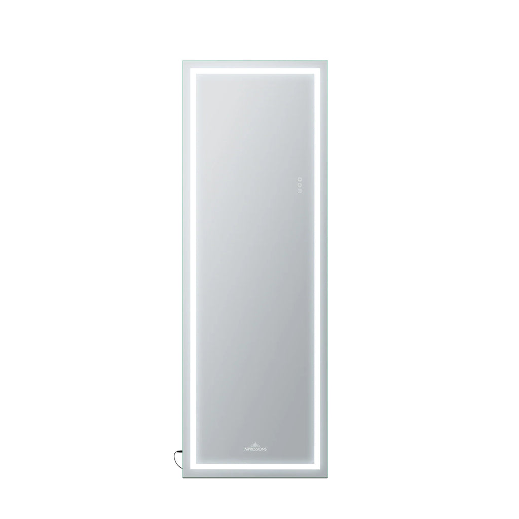Rectangular mirror with a silver frame on a white background