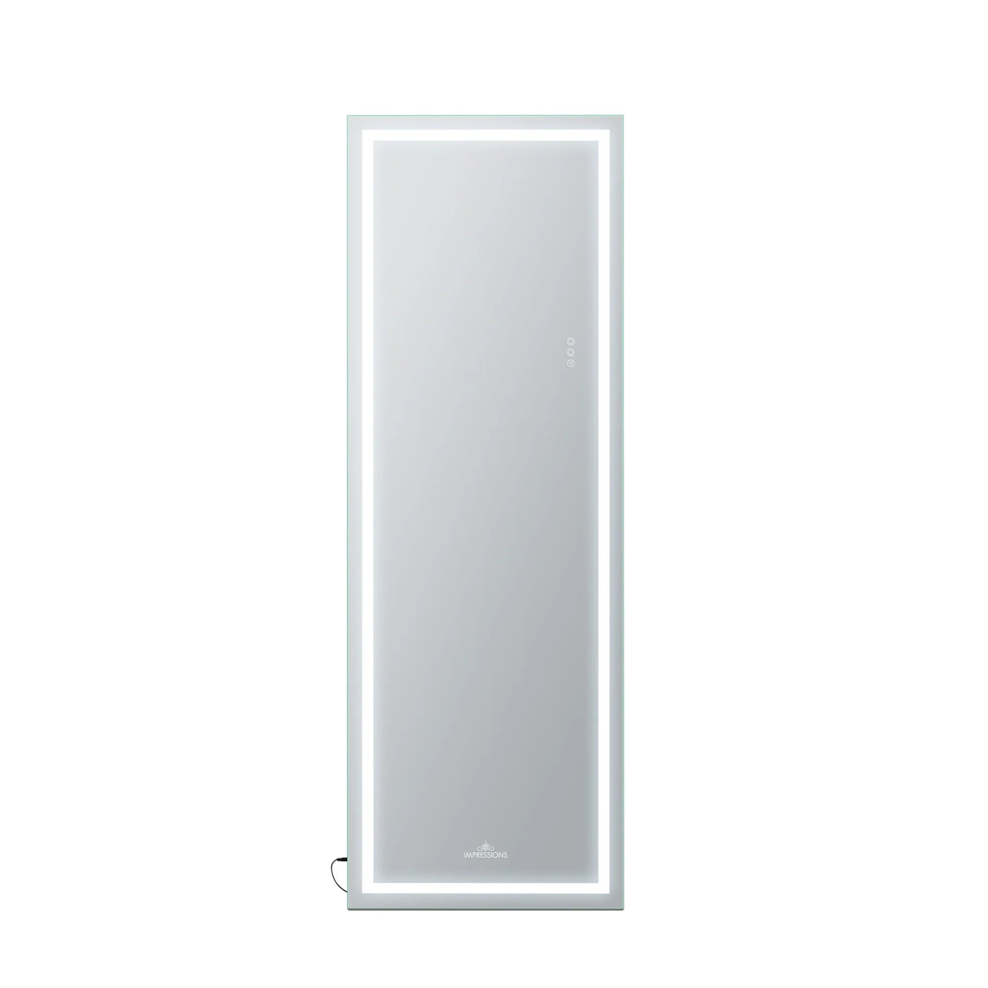Rectangular mirror with a silver frame on a white background
