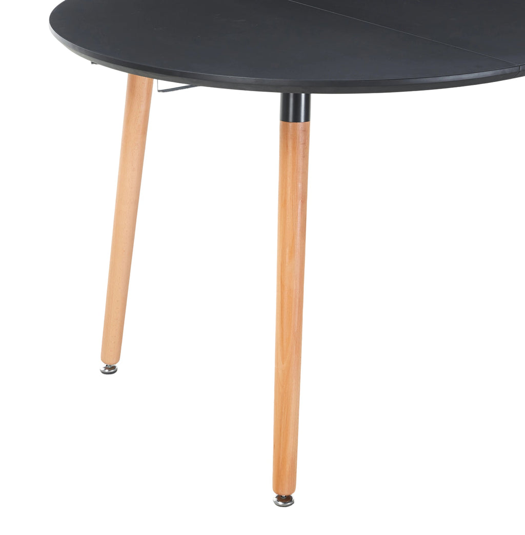 Black 71" Oval Extendable Dining Table: MDF Top, 40"-55"-71" Fold, Seats 6-8