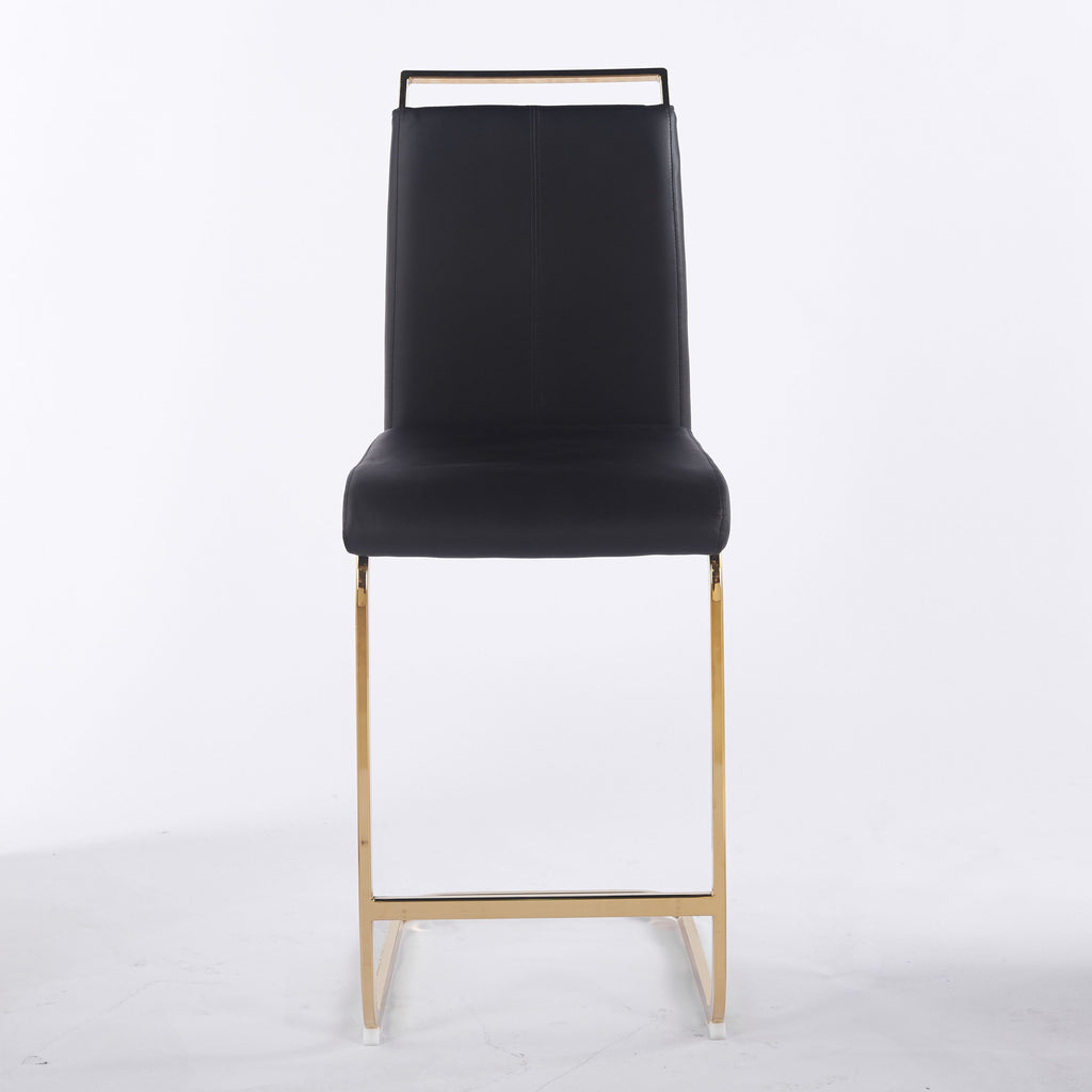 Contemporary Upholstered Dining Chair, Diamond Stitched PU Leather with Gold/Chrome Cantilever Base 4pCS/CTN