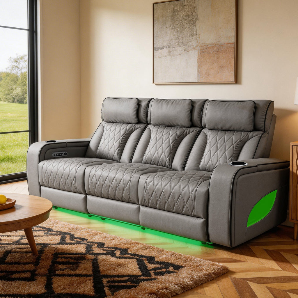 Jessie Power Recliner Gray 3-seater Sofa