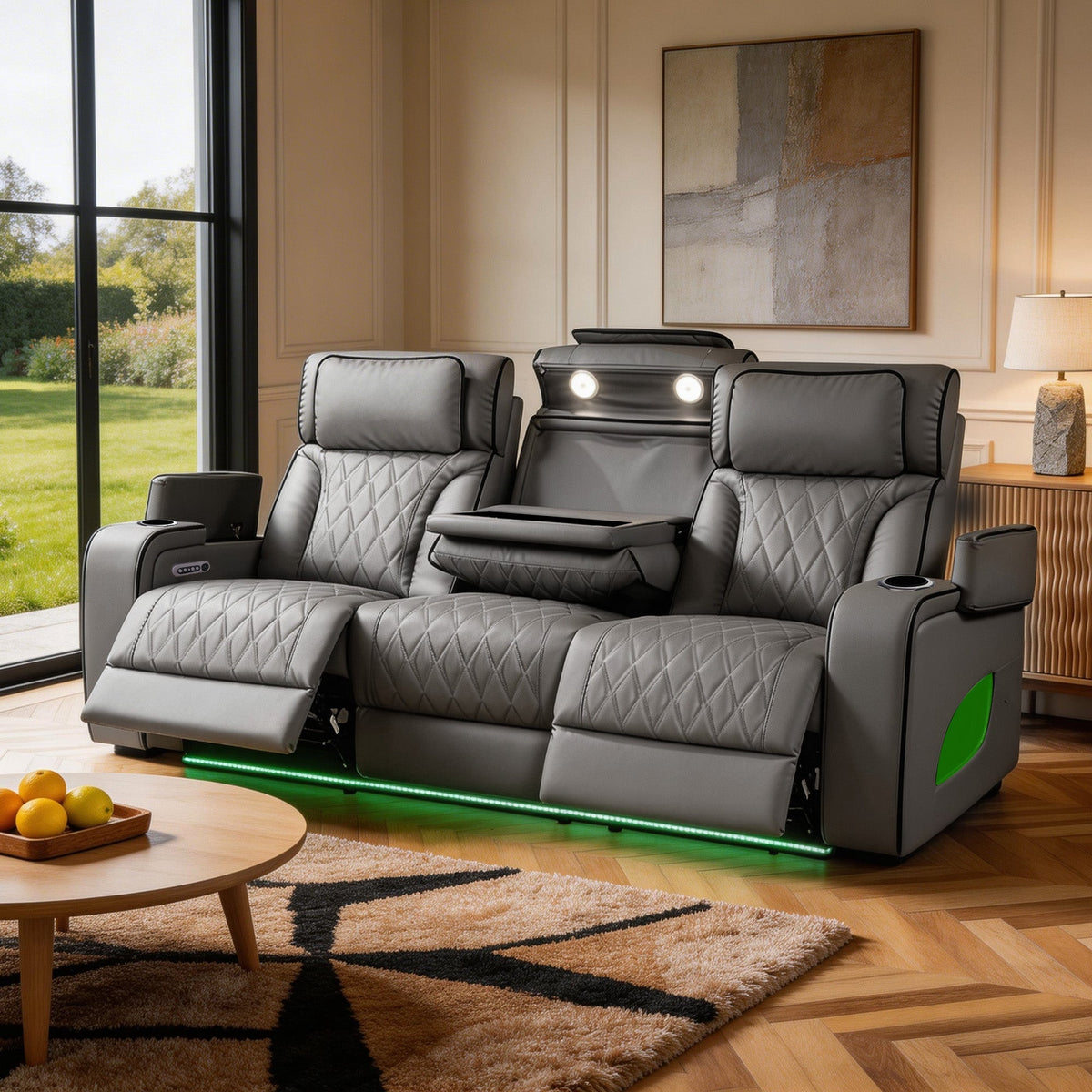 Jessie Power Recliner Gray 3-seater Sofa