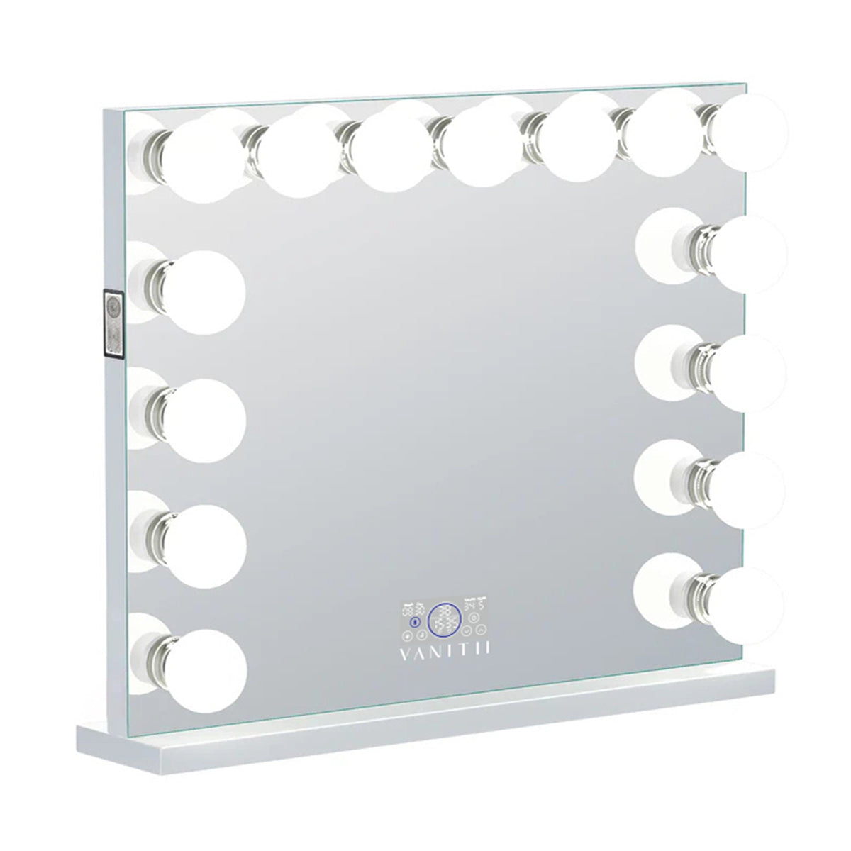 Vanitii Marilyn Hollywood vanity mirror pro max with 15 dimmable LED bulbs on a white base
