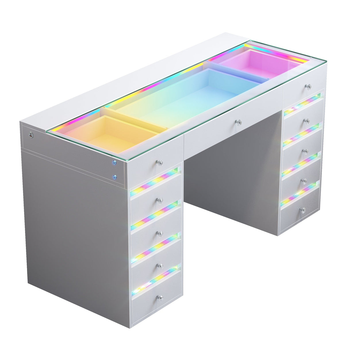 VANITII Fenair Drawer Vanity Table with RGB Lighting