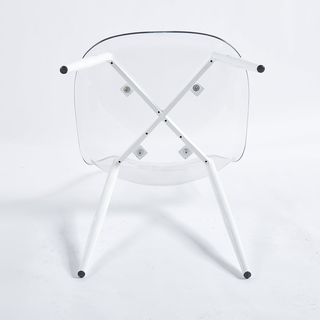 Clear Acrylic Accent Side Chairs w/ Metal Legs for Dining/Kitchen/Living Room 2pCS/CTN