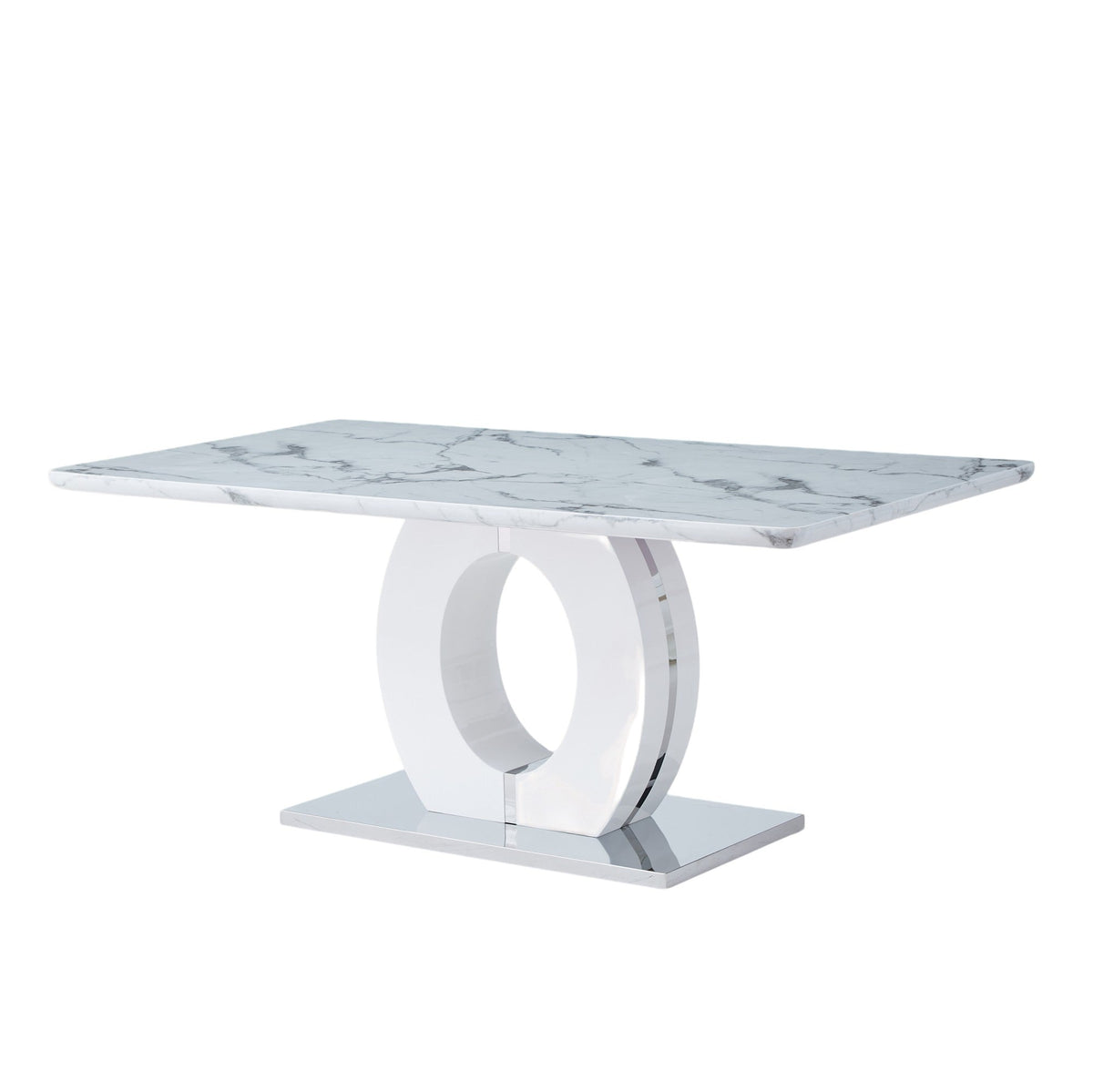 High Gloss Table and  Leather Chair-2PCS/CTN
