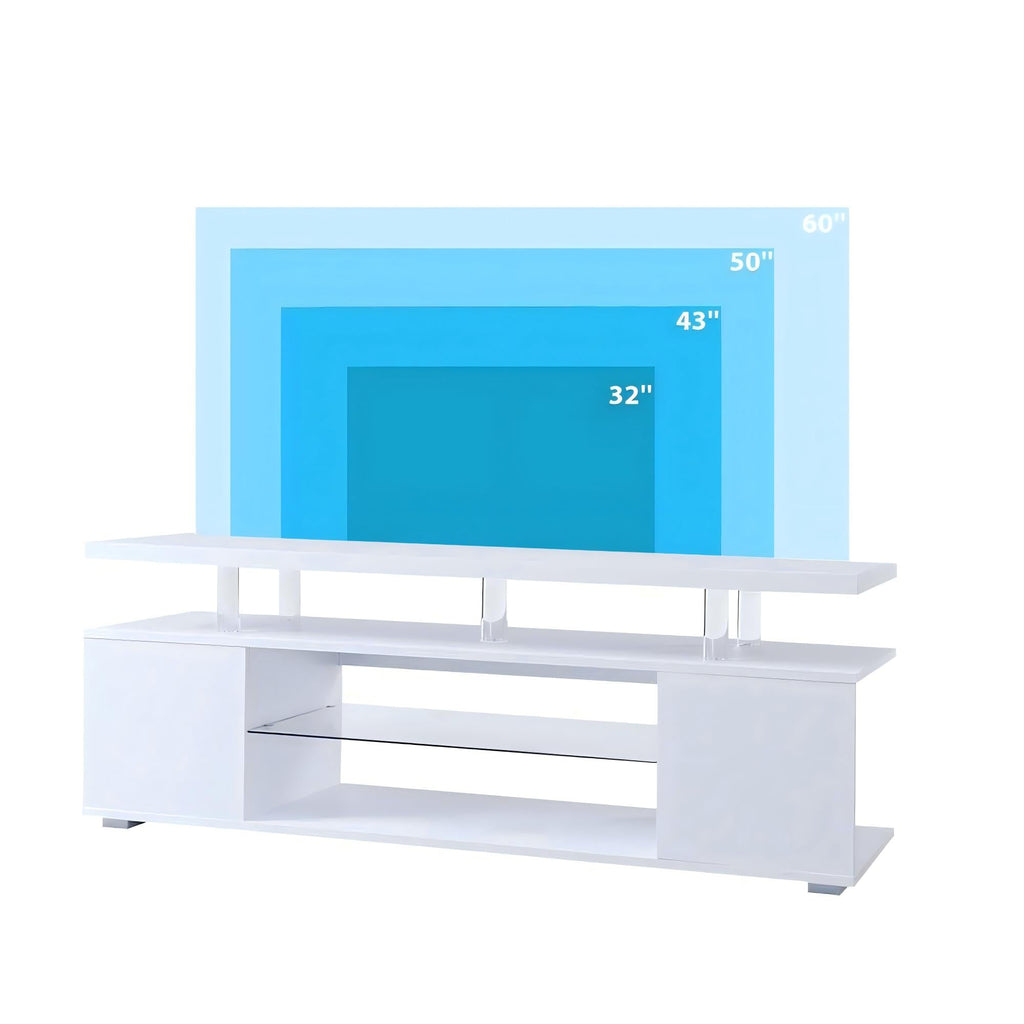 TV Stand LED Gaming Entertainment Center Media Storage Console Table with Large Side Cabinet for Living Room